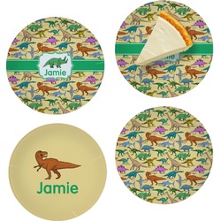 Dinosaurs Set of 4 Glass Appetizer / Dessert Plate 8" (Personalized)