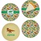 Dinosaurs Set of 4 Glass Appetizer / Dessert Plate 8" (Personalized)