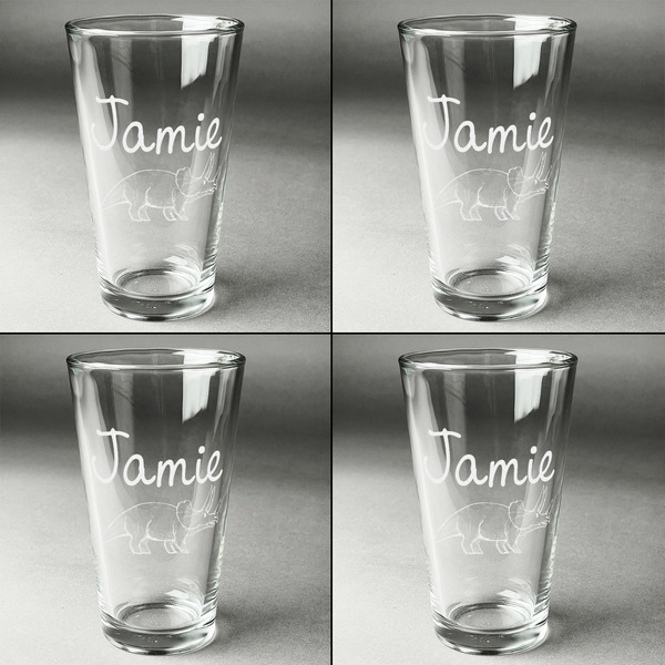 Dinosaurs Set of Four Engraved Beer Glasses - Individual View