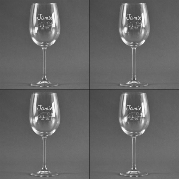 Dinosaurs Set of Four Personalized Wineglasses (Approval)