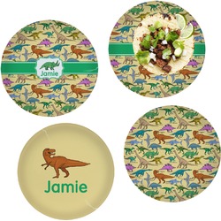 Dinosaurs Set of 4 Glass Lunch / Dinner Plate 10" (Personalized)