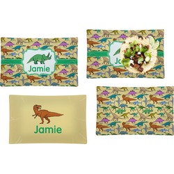 Dinosaurs Set of 4 Glass Rectangular Lunch / Dinner Plate (Personalized)
