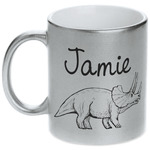 Dinosaurs Metallic Silver Mug (Personalized)