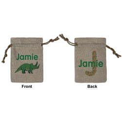 Dinosaurs Small Burlap Gift Bag - Front & Back (Personalized)