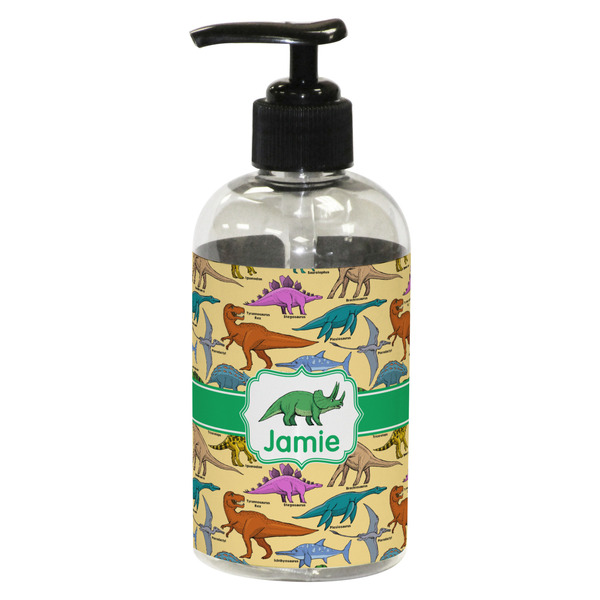 Custom Dinosaurs Plastic Soap / Lotion Dispenser (8 oz - Small - Black) (Personalized)