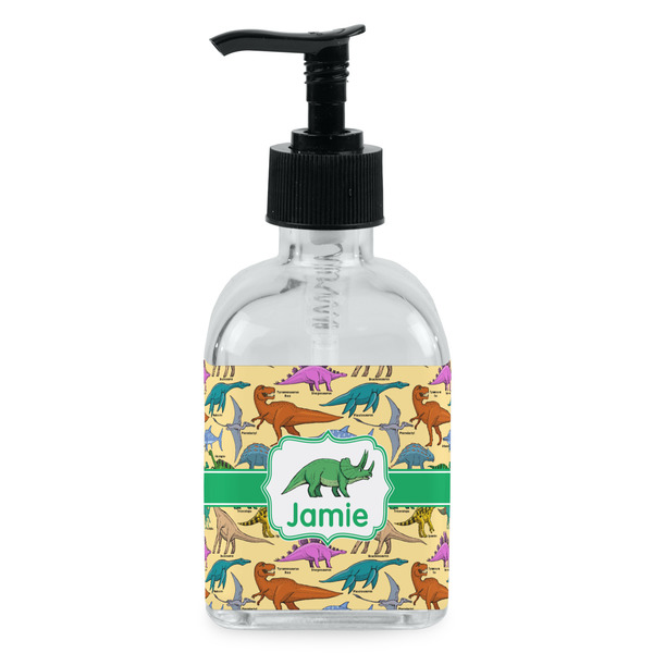 Custom Dinosaurs Glass Soap & Lotion Bottle - Single Bottle (Personalized)