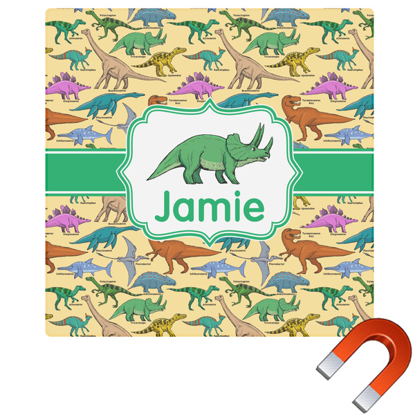 Custom Dinosaurs Square Car Magnet - 10" (Personalized)