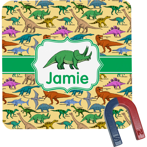 Custom Dinosaurs Square Fridge Magnet (Personalized)