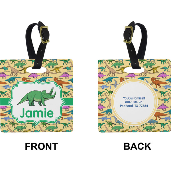 Dinosaurs Square Luggage Tag (Front + Back)