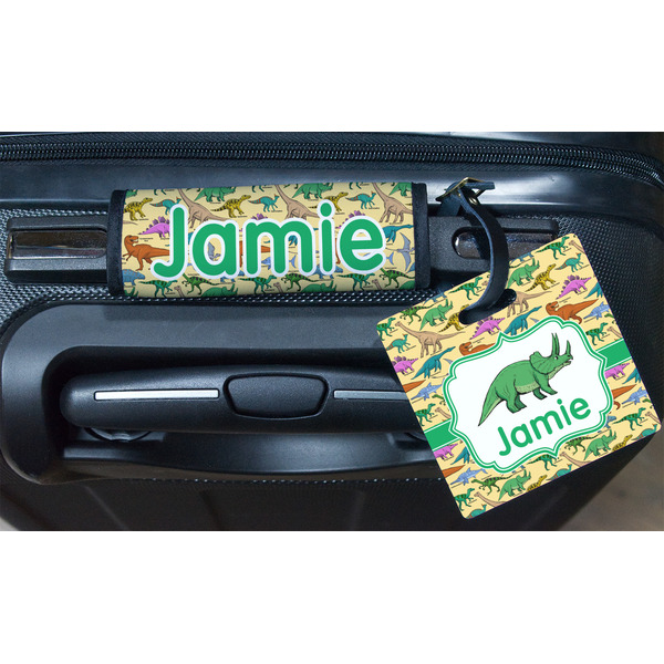 Dinosaurs Square Luggage Tag & Handle Wrap - In Context
