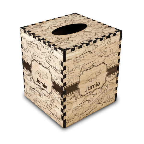 Custom Dinosaurs Wood Tissue Box Cover - Square (Personalized)
