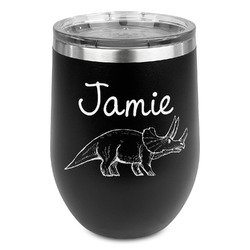 Dinosaurs Stemless Stainless Steel Wine Tumbler - Black - Single Sided (Personalized)