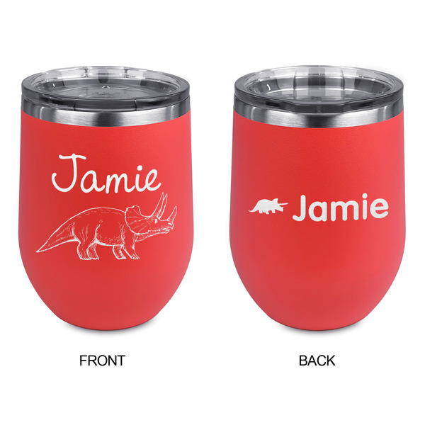 Dinosaurs Stainless Wine Tumblers - Coral - Double Sided - Approval