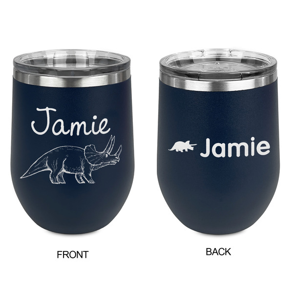 Dinosaurs Stainless Wine Tumblers - Navy - Double Sided - Approval