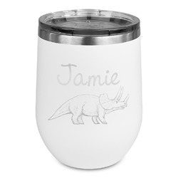 Dinosaurs Stemless Stainless Steel Wine Tumbler - White - Double Sided (Personalized)