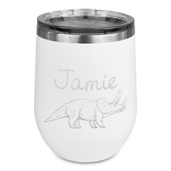 Dinosaurs Stemless Stainless Steel Wine Tumbler - White - Single Sided (Personalized)
