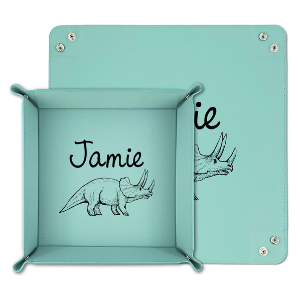 Dinosaurs Teal Faux Leather Valet Trays - PARENT MAIN