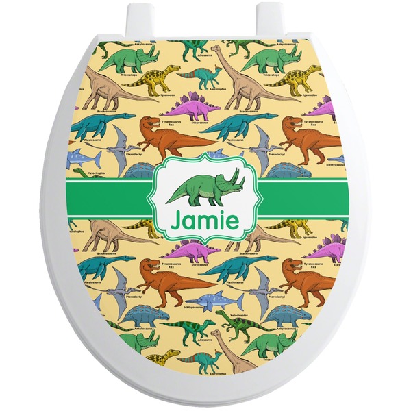 Custom Dinosaurs Toilet Seat Decal - Round (Personalized)