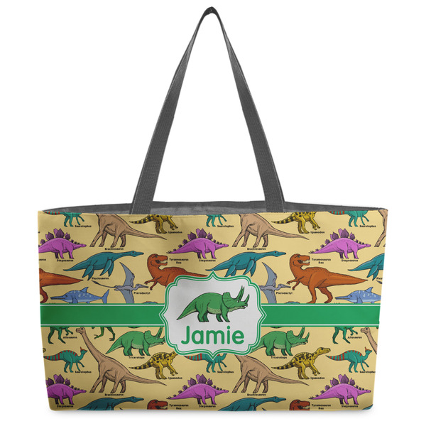Custom Dinosaurs Beach Totes Bag - w/ Black Handles (Personalized)