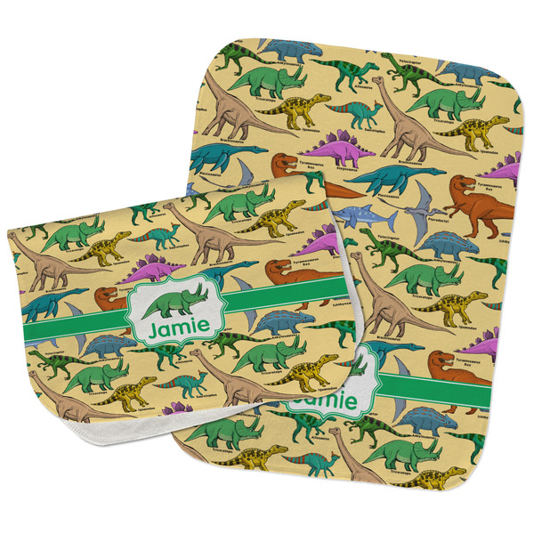 Custom Dinosaurs Burp Cloths - Fleece - Set of 2 w/ Name or Text