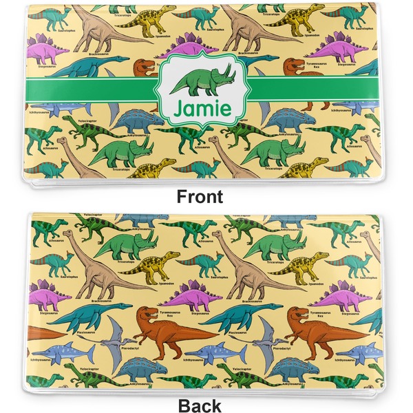 Dinosaurs Vinyl Check Book Cover - Front and Back