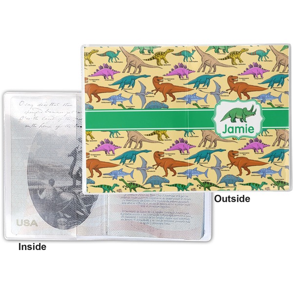 Dinosaurs Vinyl Passport Holder - Flat Front and Back