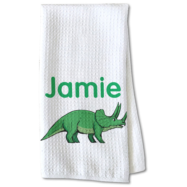 Custom Dinosaurs Kitchen Towel - Waffle Weave - Partial Print (Personalized)
