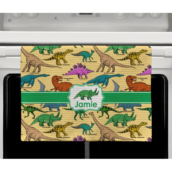 Dinosaurs Waffle Weave Towel - Full Color Print - Lifestyle2 Image
