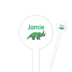 Dinosaurs 4" Round Plastic Food Picks - White - Single Sided (Personalized)