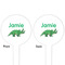 Dinosaurs White Plastic 4" Food Pick - Round - Double Sided - Front & Back