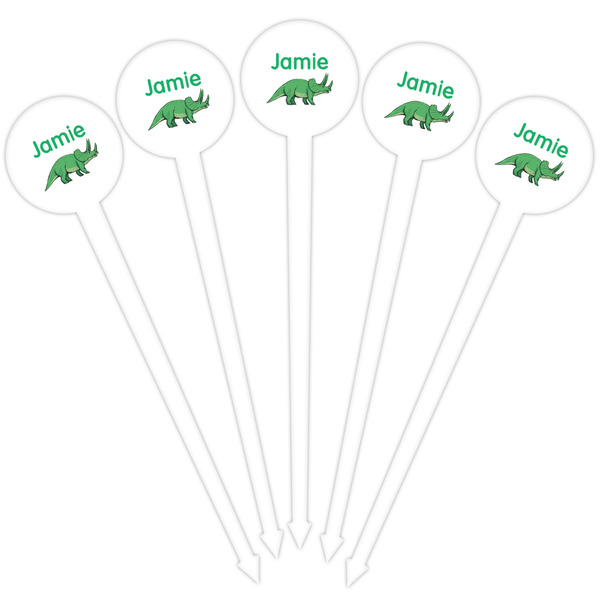 Dinosaurs White Plastic 4" Food Pick - Round - Fan View