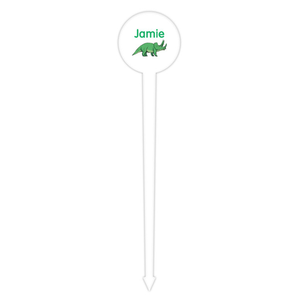 Dinosaurs White Plastic 4" Food Pick - Round - Single Pick