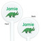 Dinosaurs White Plastic 5.5" Stir Stick - Double Sided - Round - Front & Back