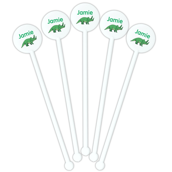 Dinosaurs White Plastic 5.5" Stir Stick - Fan View