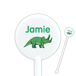 Dinosaurs 5.5" Round Plastic Stir Sticks - White - Single Sided (Personalized)