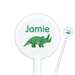 Dinosaurs 5.5" Round Plastic Stir Sticks - White - Double Sided (Personalized)