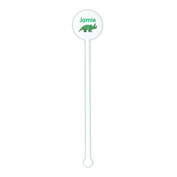 Dinosaurs White Plastic 5.5" Stir Stick - Round - Single Stick