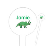 Dinosaurs 6" Round Plastic Food Picks - White - Single Sided (Personalized)