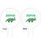 Dinosaurs White Plastic 6" Food Pick - Round - Double Sided - Front & Back