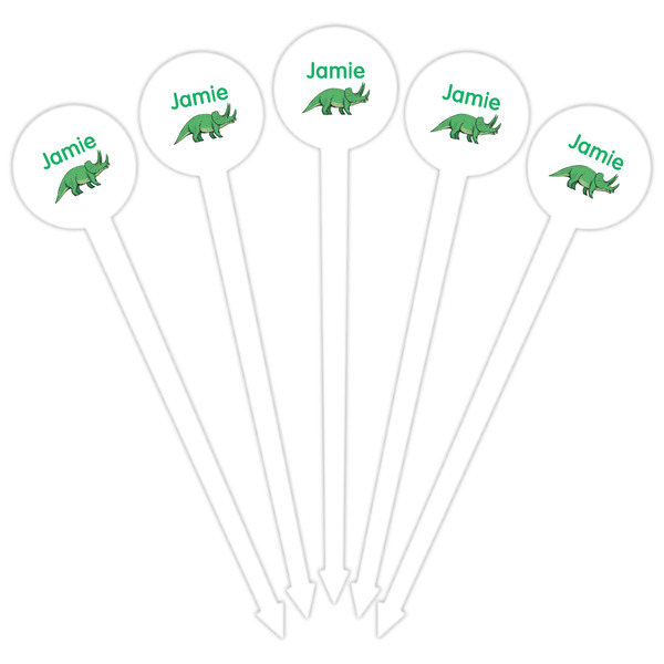 Dinosaurs White Plastic 6" Food Pick - Round - Fan View