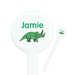 Dinosaurs 7" Round Plastic Stir Sticks - White - Double Sided (Personalized)
