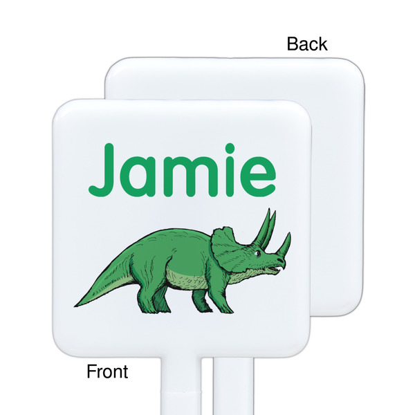 Dinosaurs White Plastic Stir Stick - Single Sided - Square - Approval
