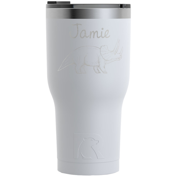 Custom Dinosaurs RTIC Tumbler - White - Engraved Front (Personalized)