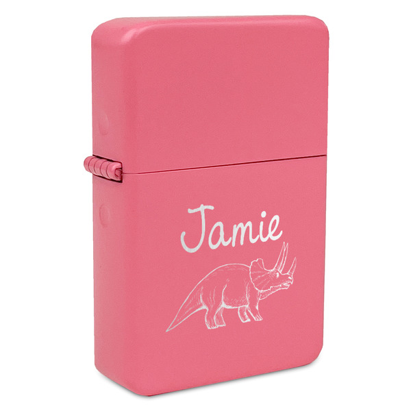 Custom Dinosaurs Windproof Lighter - Pink - Single Sided (Personalized)