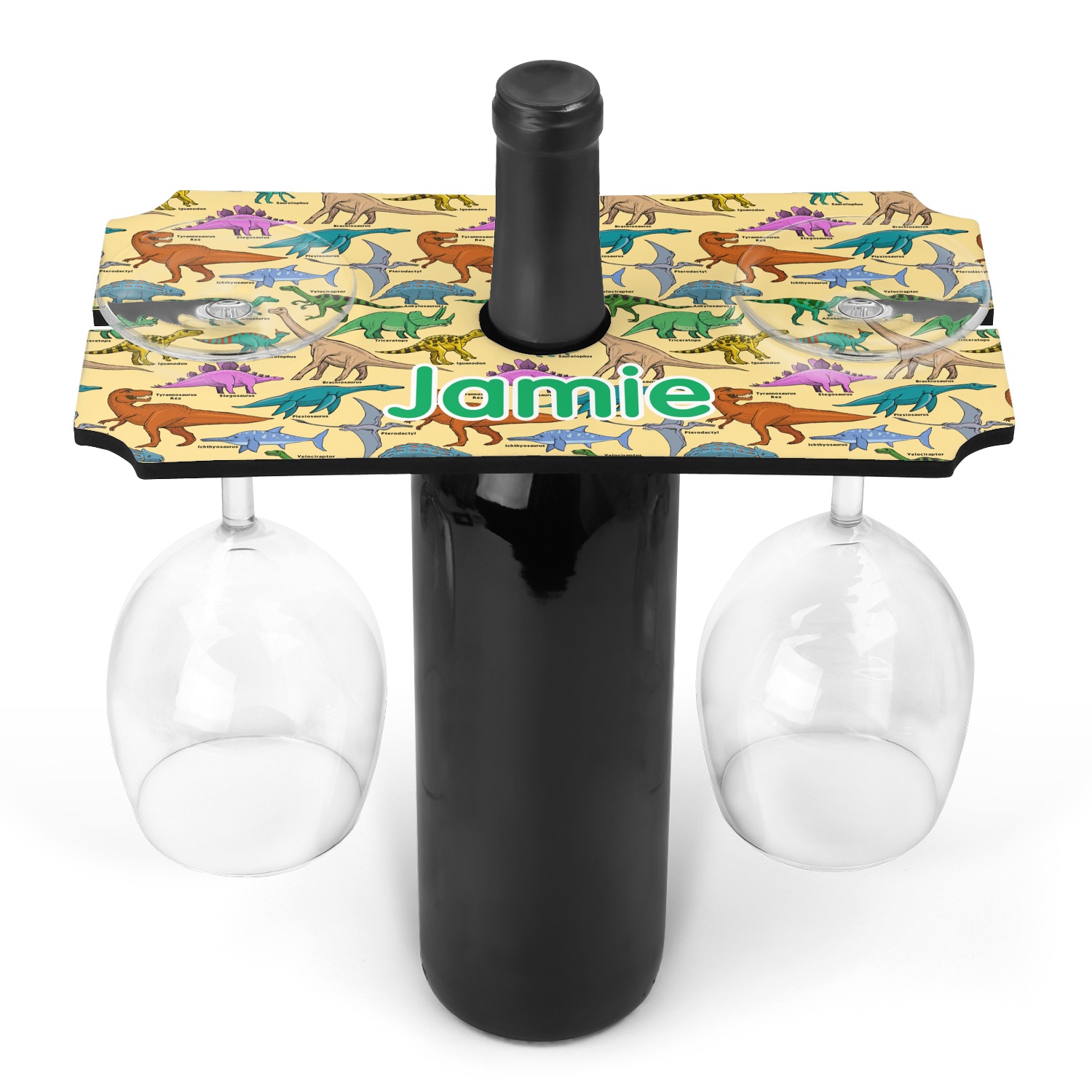 Dinosaurs Wine Bottle & Glass Holder (Personalized) YouCustomizeIt