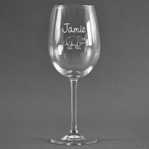 Custom Dinosaurs Wine Glass - Engraved (Personalized)