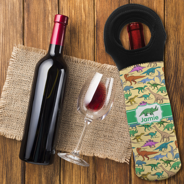 Dinosaurs Wine Tote Bag - FLATLAY