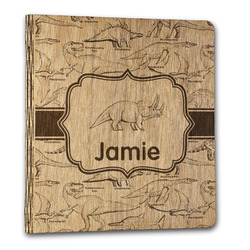 Dinosaurs Wood 3-Ring Binder - 1" Letter Size (Personalized)