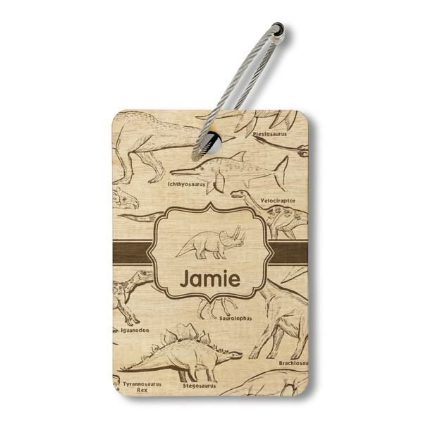 Dinosaurs Wood Luggage Tags - Rectangle - Front/Main