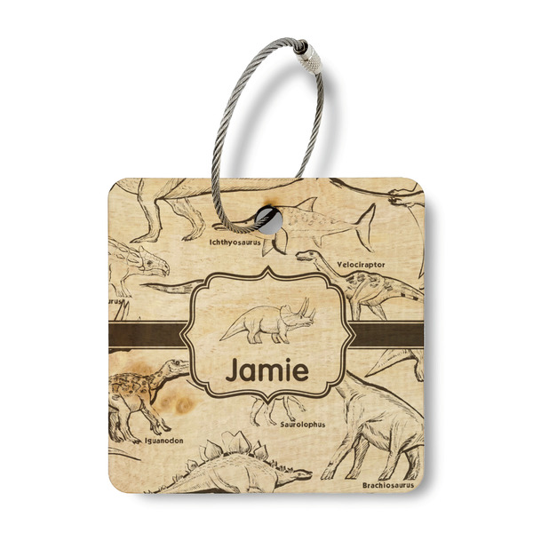 Custom Dinosaurs Wood Luggage Tag - Square (Personalized)